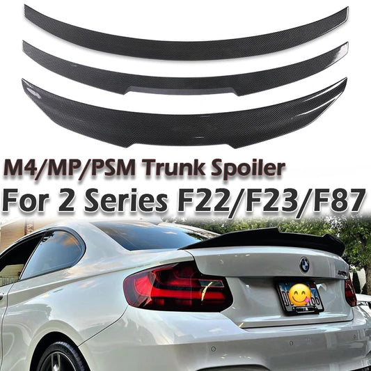 Rear Bumper Spoiler Lip Carbon Fiber MP M4 PSM Style Roof Trunk Wing Tail For BMW 2 Series F22 F23 F87 2014 -2021 Gloss Black