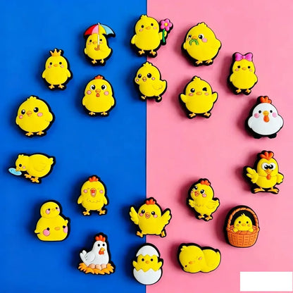 20-100pcs Cute Little Yellow Chicken Shoe Charms For Sandals,Shoe Decoration Accessories Shoe Pins Great Gift For Men Wom