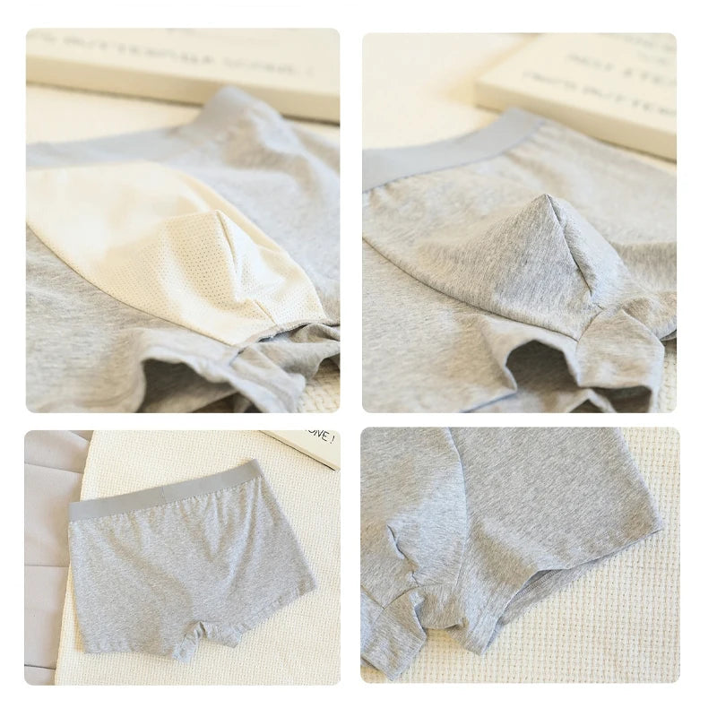 4pcs Men's Briefs Mens Sexy Flat angle Underwear Men's Panties Cotton Breathable Elastic Large Size Male Underpants