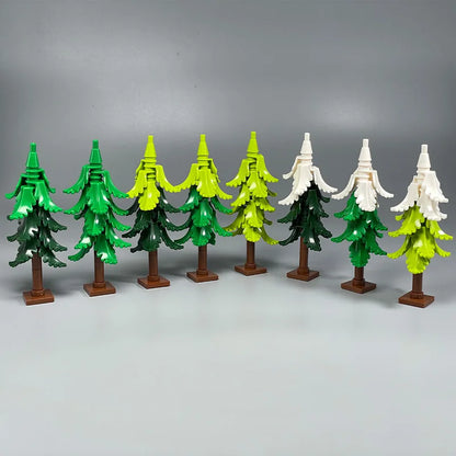 MOC City Garden Building Block Set – DIY Assembly Pine & Pine And Cypr, Street View Forest Plants, Trunk Leaves Grass Accessorie