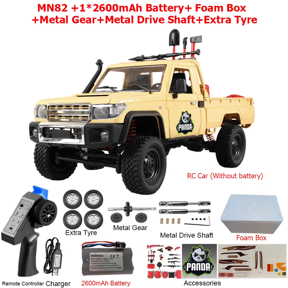 MN82PRO MN82 1/12 RC Car 4WD 2.4G Remote Control Car Simulation Classic All-terrain Off-road LED Light RC Truck Toys As Kid Gift