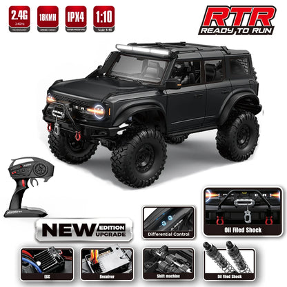 1/10 RC Car 4WD RTR HB R1001 Horse Full Scale with LED 2.4G Electric Remote Control Rock Buggy Off-road Vehicle Toys Boys Gifts