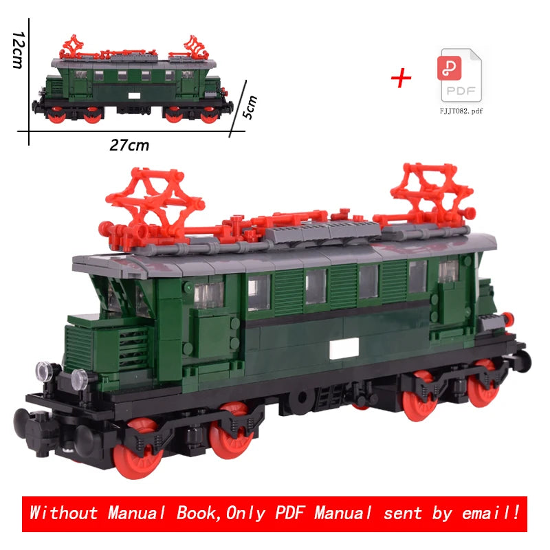 26cm Retro Double-Deck Passenger Train Car Building Blocks Model Green Gray Classic Train Display Toy for Hobbyists