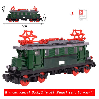 26cm Retro Double-Deck Passenger Train Car Building Blocks Model Green Gray Classic Train Display Toy for Hobbyists