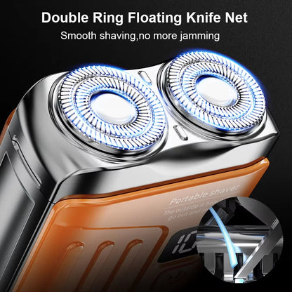 Electric Shaver Men Wet Dry Use Dual Blades Razor USB Rechargeable Mini Portable Face Beard Trimmer for Home Travel