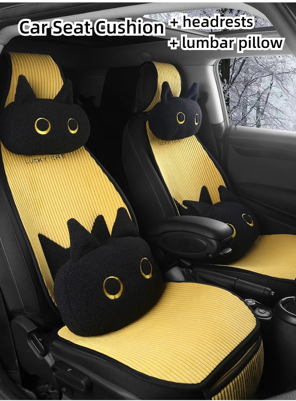 Lucky Kitten car seat covers, Corduroy Seat Cushion with Storage Bag Suitable for More Than 95% Car Models Trucks, Sedans SUVs