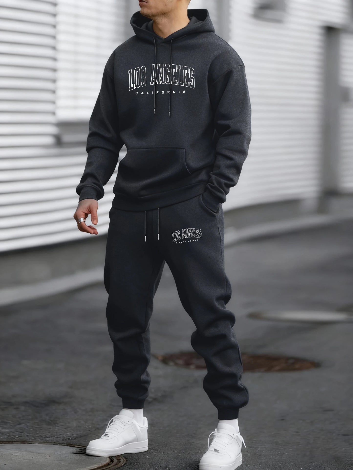 Usa California City Print Pullovers Men Fleece All-Match Sport Suits Autumn Warm Vintage Pants Unisex Loose Soft Hoodies
