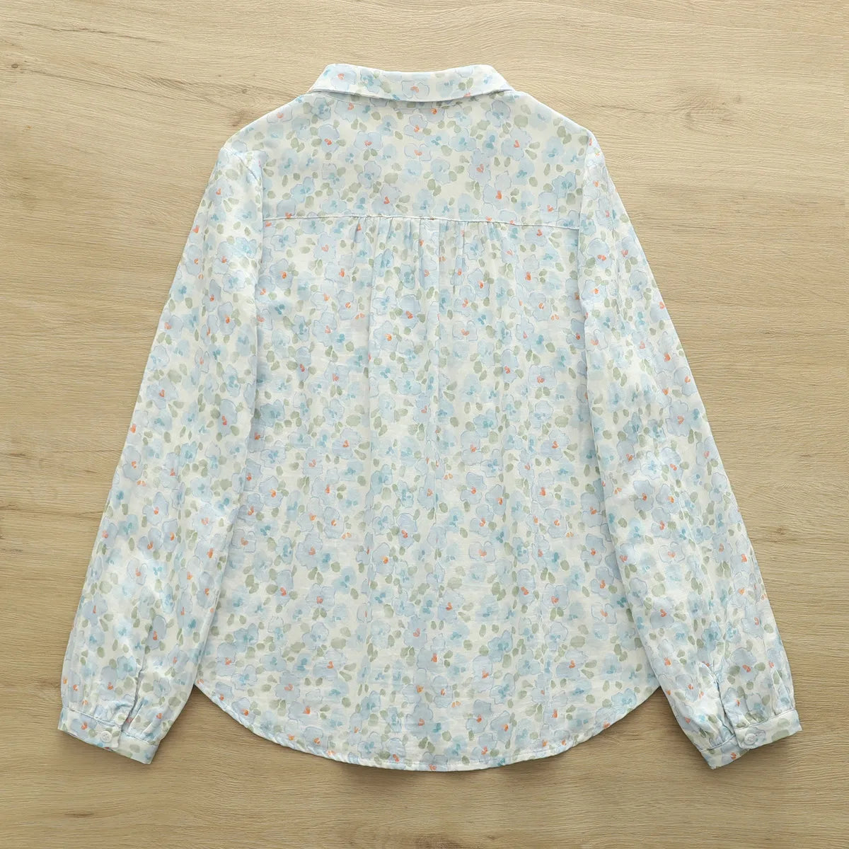 New Autumn women's clothing 100% cotton yarn rustic blue flower print shirts and blouses for women long sleeve shirts