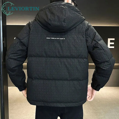 Fashion Vintage Down Jacket For Men Fall Winter Warm Parka Coats Male Lightweight Stand Up White Duck Down Hooded Puffer Jacket