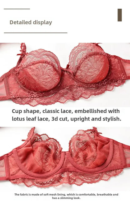 MOYISU 2026 French Lace Bralette Set | A-G Cups Adjustable Lift | Anti-Sag Slimming Bra | Sheer Allure Wire-Free Summer