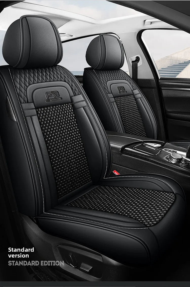 Universal Auto Split Seat Car Full Seat Cover Breathable Ice Silk Nappa Leather Car SUV Cushion Full Seats Cover Protection
