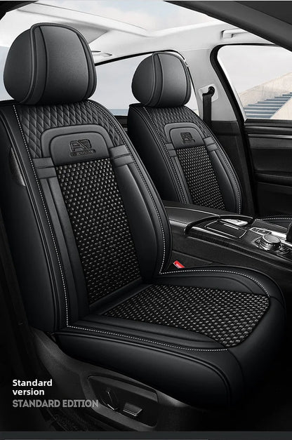Universal Auto Split Seat Car Full Seat Cover Breathable Ice Silk Nappa Leather Car SUV Cushion Full Seats Cover Protection