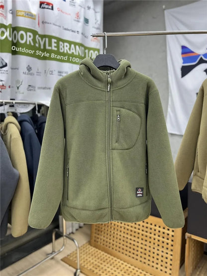 Thickened Fleece Lined Hooded Jacket for Men And Women Warm Outerwear Coat Autumn Winter Standard Fit Casual Style Zipper Clo...