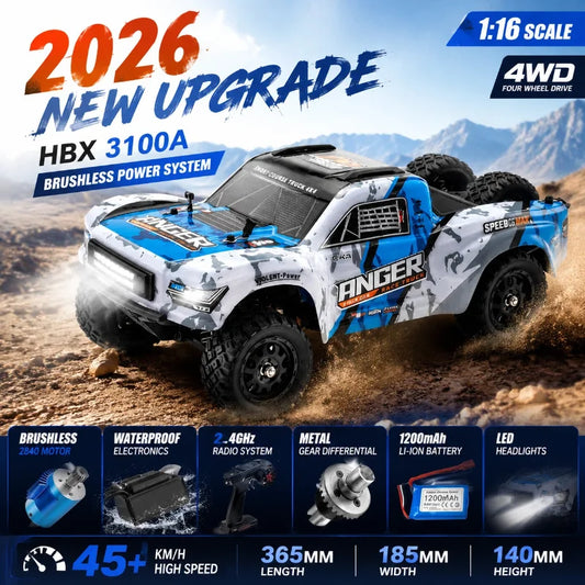 In Stock HBX 3100A 1:16 2026 New Brushless 4WD RC Short Course Truck Blue High Speed Off-Road LED Lights Waterproof Electronics