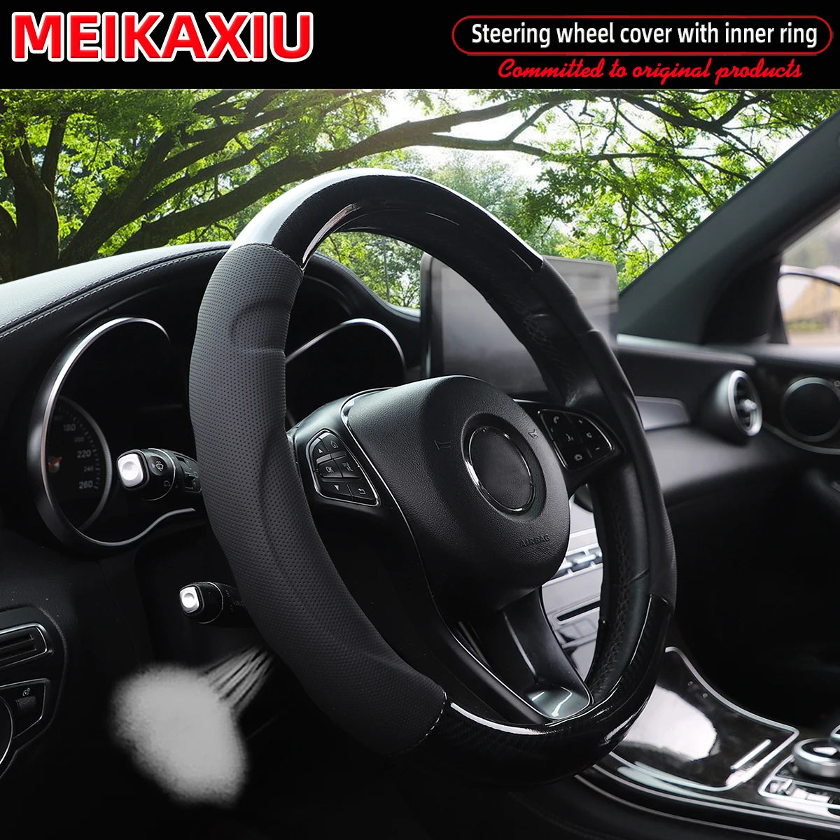 1 crystal carbon fiber three-dimensional lamb skin breathable skin car with inner ring steering wheel cover for women