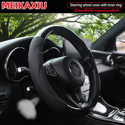1 crystal carbon fiber three-dimensional lamb skin breathable skin car with inner ring steering wheel cover for women