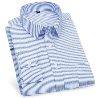 Men's Business Casual Shirts Purple Blue Cotton Regular Fit Long Sleeve Classic Plaid Striped Checked Social Work Dress Shirts
