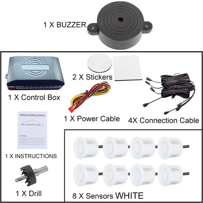 Universal 8 Sensor Parking Kit 22mm 12V Car Truck Buzzer Alarm Reverse Backup Radar Detection System