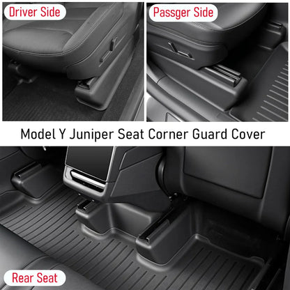 For Tesla Model Y Juniper 2025 2026 TPE Under Seat Corner Guard Seat Slide Rails Protector Cover Anti-Kick Flocking Accessories