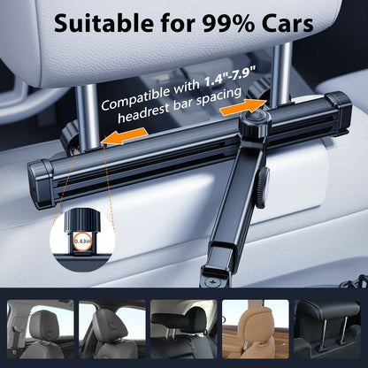 Hipacool Battery Dual Head Fan for Car Backseat with Retractable Long Arm USB Rechargeable Car Seat Headrest Cooling Fan