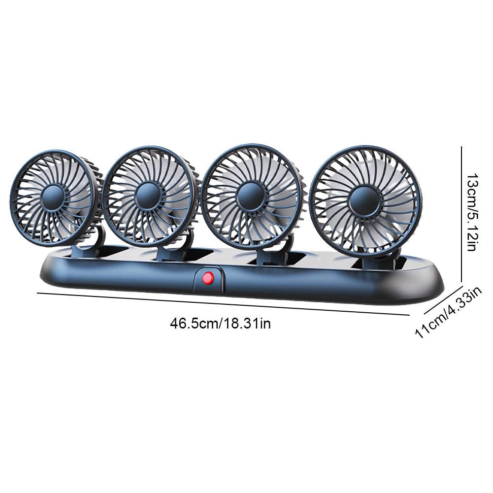 Car Fan 360° Adjustable 1/2/3/4 Head Air Fan Automotive Electric Fan USB/12V/24V Fan 2 Speeds Car Silent Fan for Home Desk Car