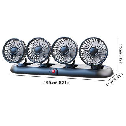 Car Fan 360° Adjustable 1/2/3/4 Head Air Fan Automotive Electric Fan USB/12V/24V Fan 2 Speeds Car Silent Fan for Home Desk Car