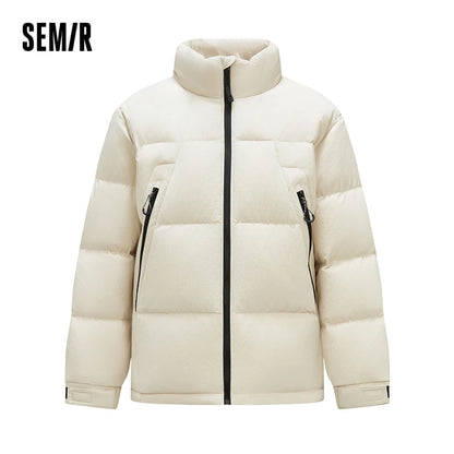 Semir Down Jacket Men Textured Loose Fit Stand Collar Puffer Coat 2025 New Winter Versatile Outerwear
