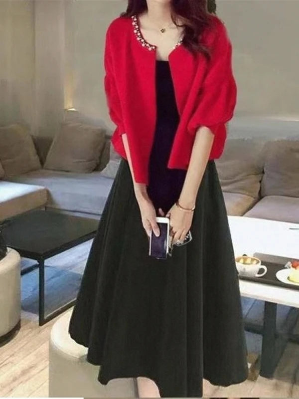 plus Size Fashionable Spring Autumn Dress Set Women's Meat Concealing Two Piece Suit Sister Stylish Minya Style Outfit