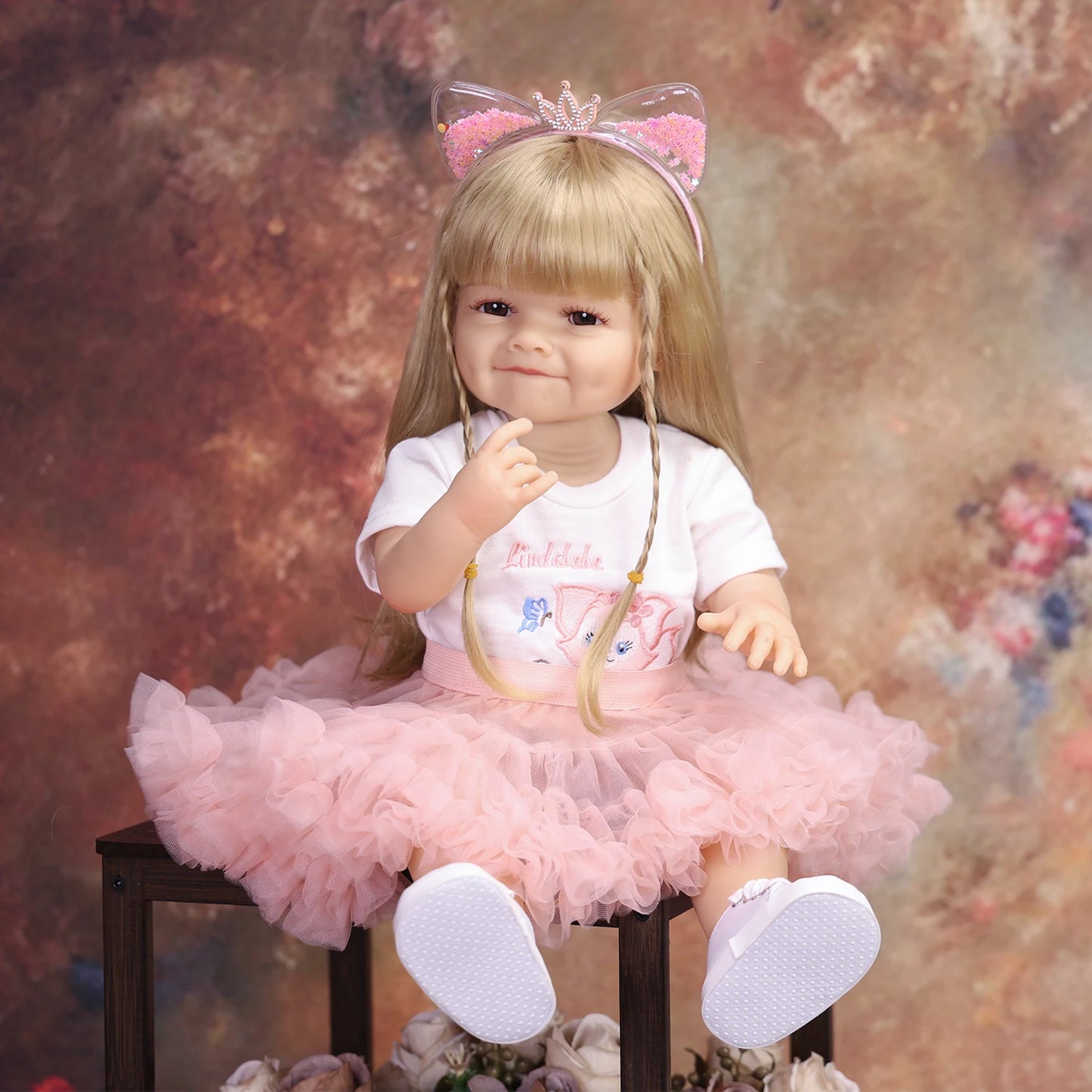 KEIUMI 55CM Reborn Baby Doll Silicone Vinyl Soft Touch Body Lifelike Handmade 3D Painted Skin Waterproof Bath Dolls Cuddly Toy