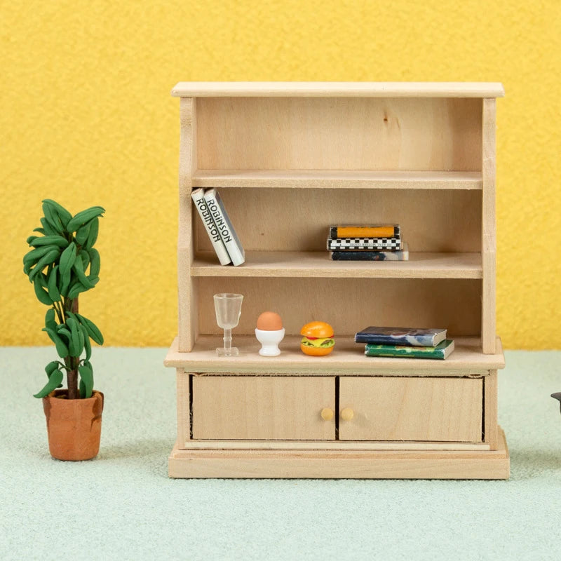 1:12 Dollhouse Miniature Bookcase Showcase Storage Cabinet Locker Display Cabinet Home Furniture Model Toy DollHouse Accessory