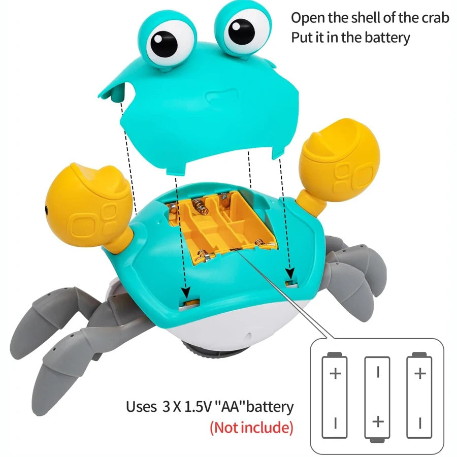 Crawling Crab Baby Toy, Interactive Infant Tummy Time Crab with Music, Toddler Walking Dancing Crab, Funny Birthday Gifts