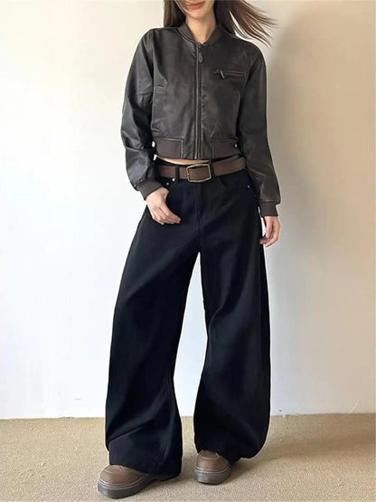 Retro American Knife Design Wide Leg Jeans Loose Fit Slimming High Street Style for Men And Women Autumn New Arrival