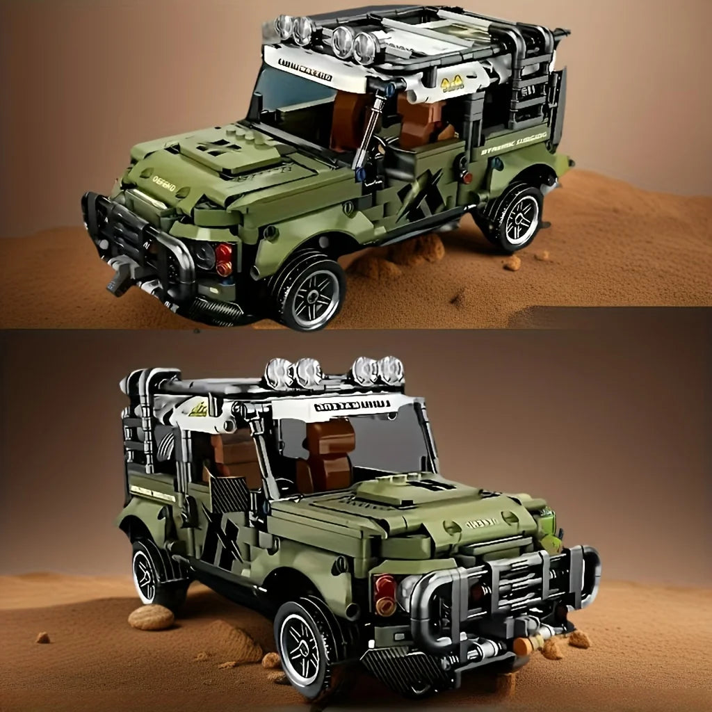 High-end green off-road vehicle assembly block building kit – the perfect gift for birthdays and special occasions.