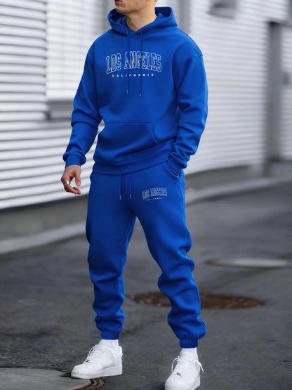 Usa California City Print Pullovers Men Fleece All-Match Sport Suits Autumn Warm Vintage Pants Unisex Loose Soft Hoodies