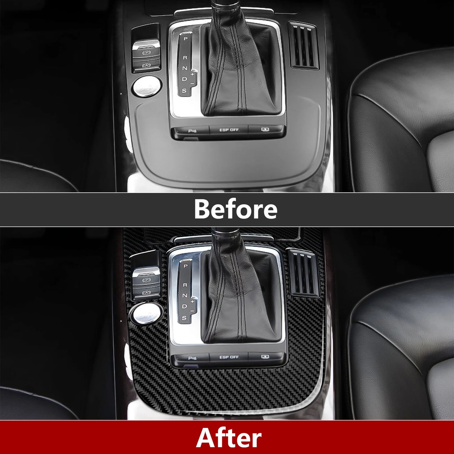 Car Center Console Gear Shift Panel Set, For Audi A4 S4 RS4 A5 S5 RS5 (2007-2016) Carbon Fiber Interior Sticker Trim Accessories