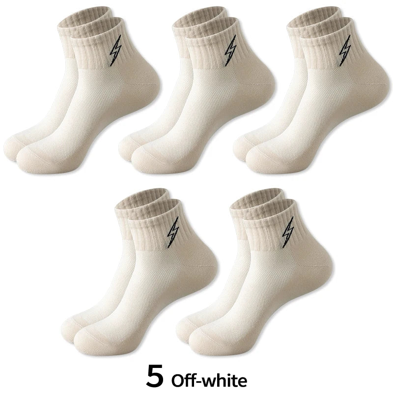 Performance Socks Men Quarter Ankle Athletic Running Hiking Cushion Breathable Ventilation Cotton Sports 5 Pairs