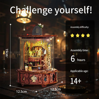 DIY 360° Doll House Magic Music Box Miniature Furniture 3D Assembly Dollhouse Cas Toys New Year Christmas  Birthday Gifts