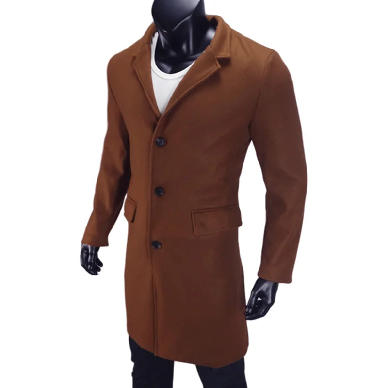 Eu Size Men's Coat plus Lining Jackets Winter Travel Gentleman Top Coat Warm Oversized Single-breasted Men's M-3XL