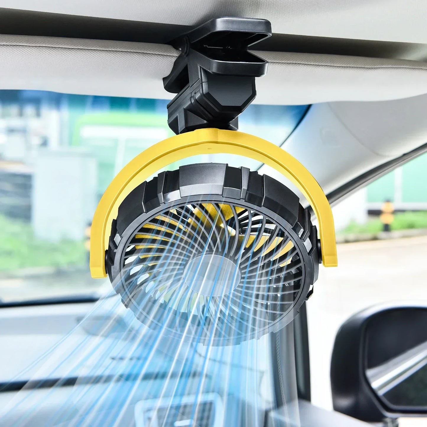 Car Cooling Clamp Fan 2000mAh USB Rechargeable Fan Burshless Cooler 900° Rotatable Portable Cooling Tool Car Electronic