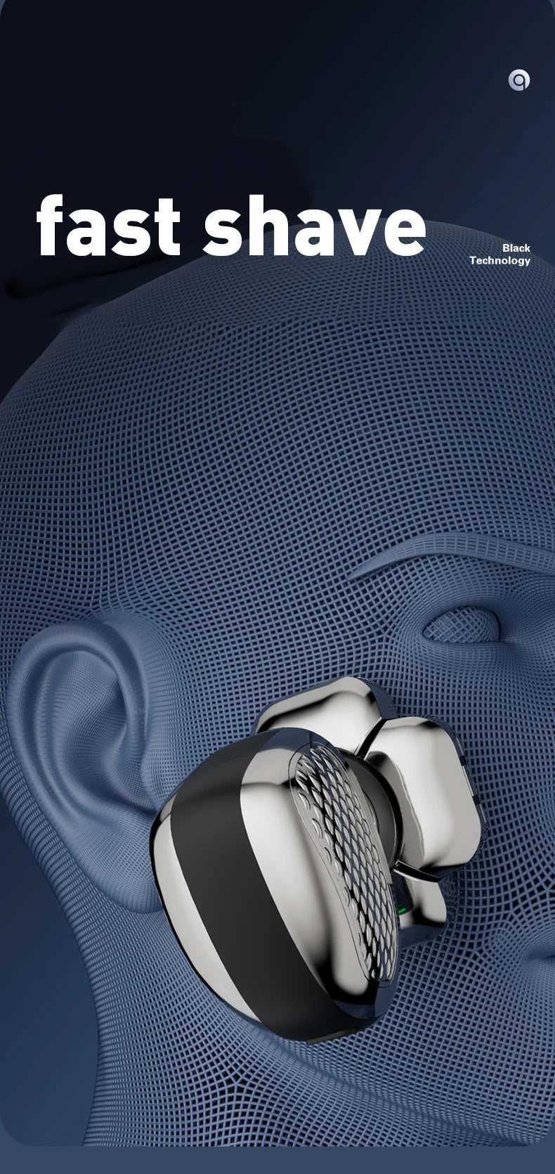 Men's Bald Head Electric Shaver 9 Blades Floating 6In1 Heads Beard Nose Ear Hair Trimmer Clipper Facial Brush Rechargeable Razor
