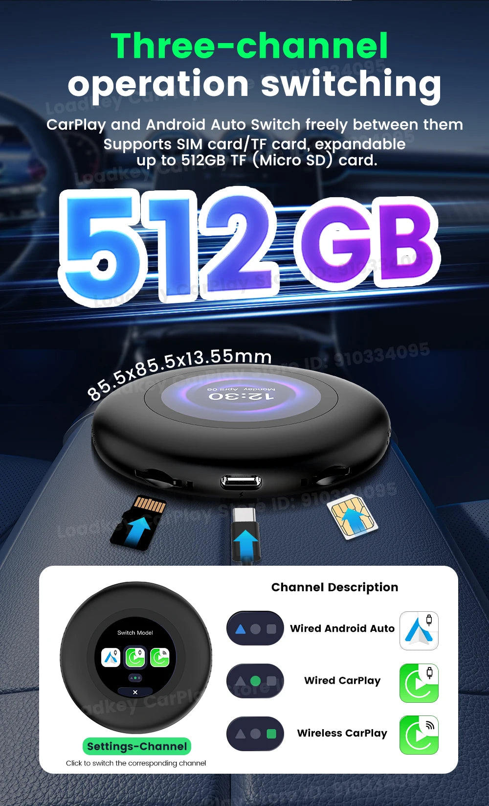 Carlinkit Ultra3 Android Tv Box Android 15 Wireless Carplay Adapter QCM6350 Smart Car Ai Box Carplay For Netflix Youtube 5G LTE