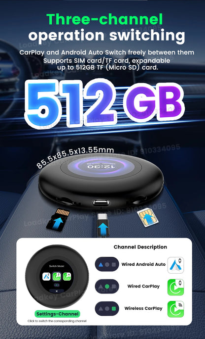 Carlinkit Ultra3 Android Tv Box Android 15 Wireless Carplay Adapter QCM6350 Smart Car Ai Box Carplay For Netflix Youtube 5G LTE