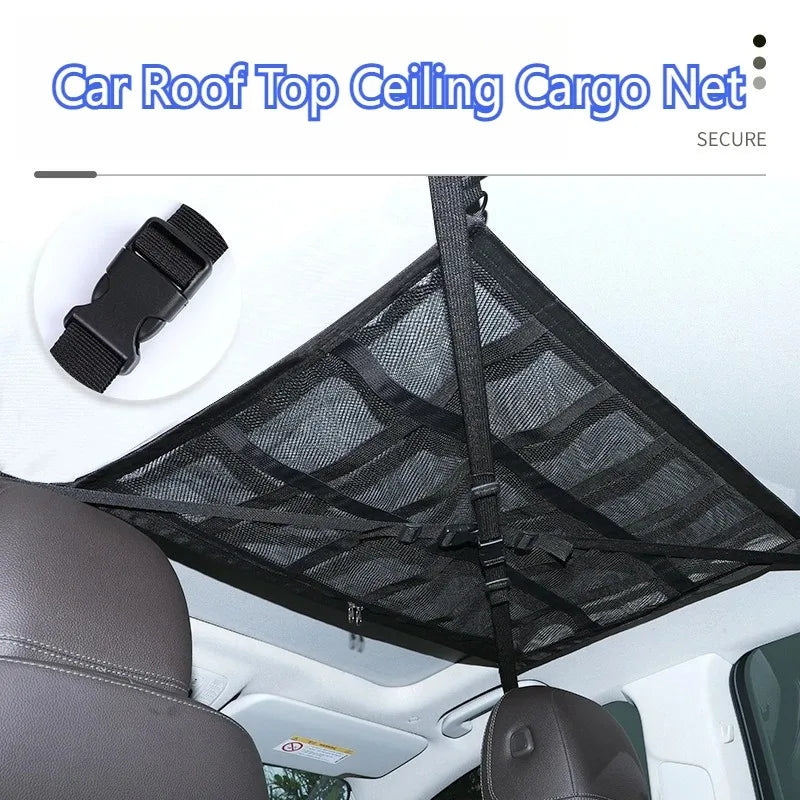 NEW Car Ceiling Cargo Net Strong Load-Bearing Mesh Auto Roof Storage Net Pocket Travel Supplies Car Stowing Tidying Accessories