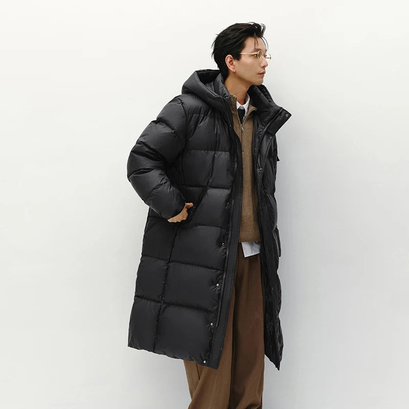 Semir Down Jacket Men Winter 90% Down Fill Goose Down Thickened Water-Repellent Anti-Static Long Hooded Outerwear Men'S Wear