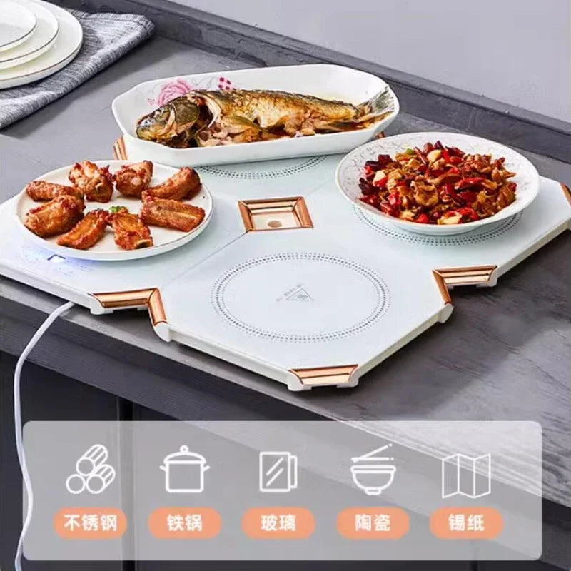 220V Electric Heating Board Home Appliance Splice Stackable Heat Preservation Automatic Thermostatic Desktop Warm Dishes Board