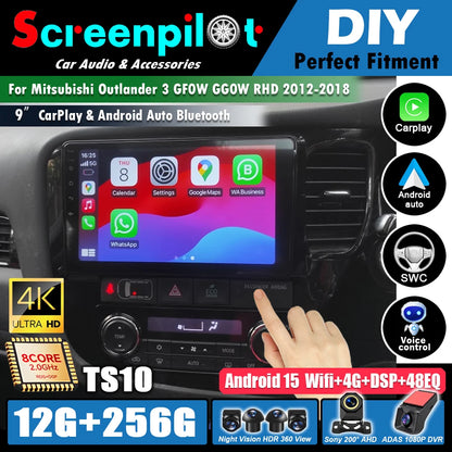 Android 16 For Mitsubishi Outlander 3 GF0W GG0W RHD 2012-2018 RHD 9 Inch Car Radio Auto radio GPS Navigation WIFI 5G Multimedia