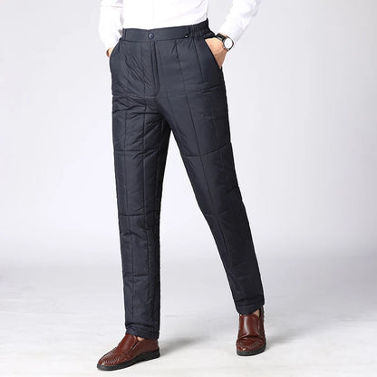 Men's down Trousers Thickened Winter Outerwear Dad Style Inner Warm Cotton Pants Fashionable Urban Straight Leg Long Pants