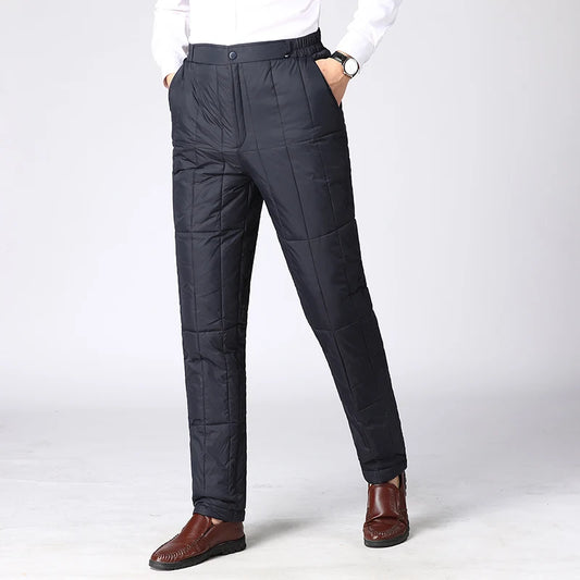 Men's down Trousers Thickened Winter Outerwear Dad Style Inner Warm Cotton Pants Fashionable Urban Straight Leg Long Pants