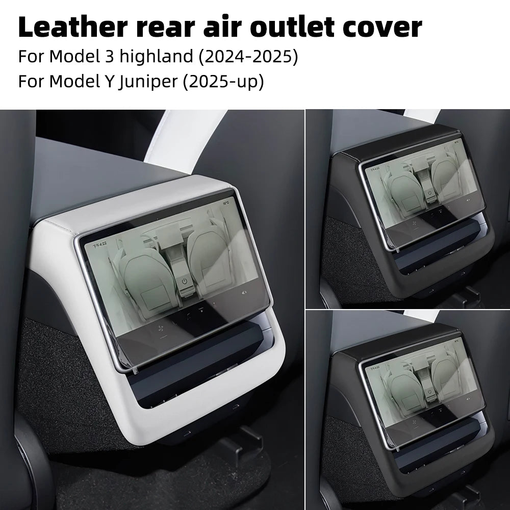 Leather Rear Screen Frame Protective ABS Cover for Tesla Model Y Juniper Launch 2025 2026 2027-Up Model 3 Highland 2024-UP Trim