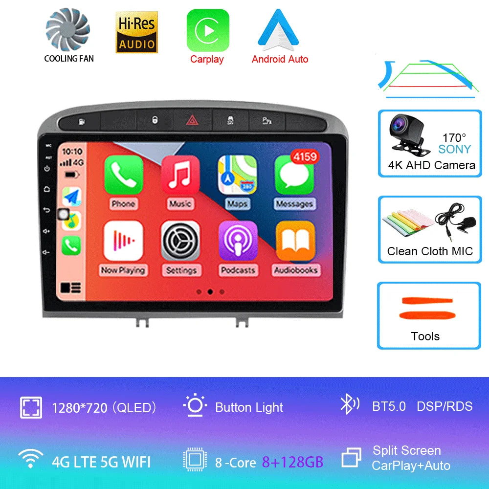 Android 16 Car Radio for Peugeot RCZ 308 SW 2007-2015 408 2012-2020 2DIN Multimedia Navigation GPS Carplay Auto Head Unit WIFI